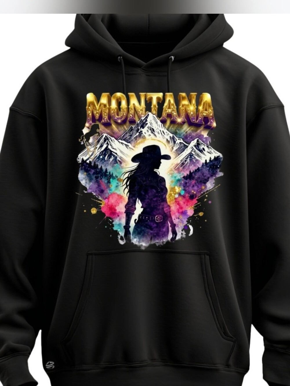 Montana Cowgirl Neon Goddess Graphic Hoodie L